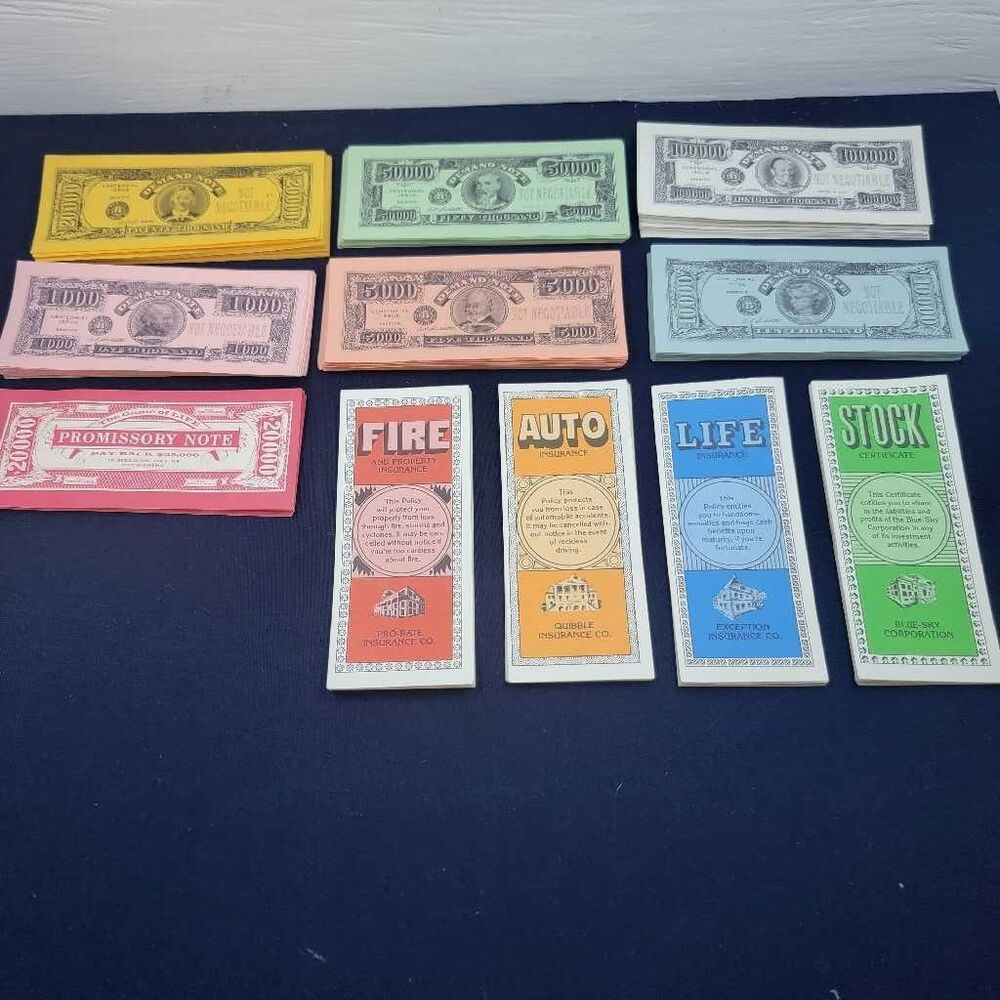 Game of Life 1982 Replacement Money Fire Auto Life Stock Cards
